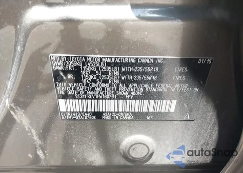 2015 Toyota Rav4 Limited from USA, damaged, VIN 2T3YFREV1FW160791